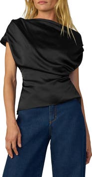 Joe's The Isla Drape One-Shoulder Satin Top