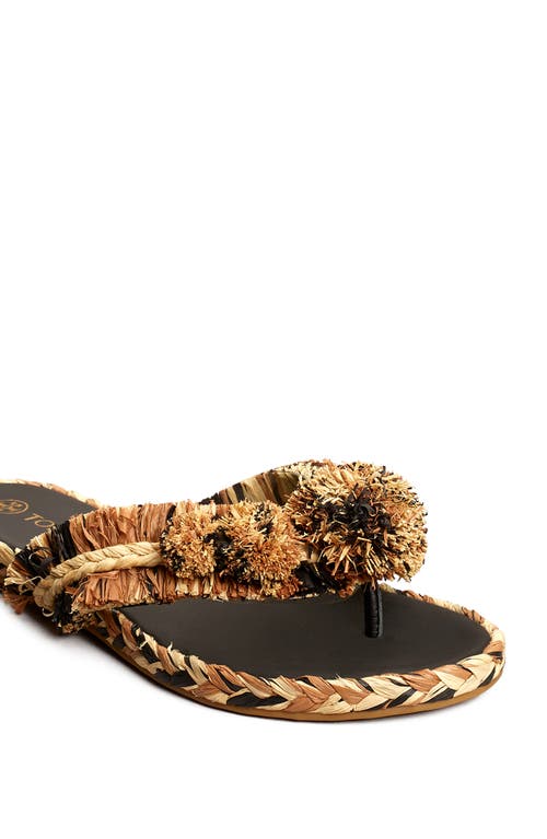 Tory Burch Raffia Flip Flop In Brown