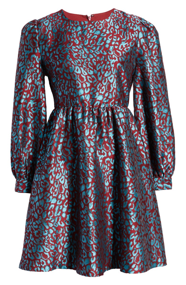 Halogen<sup>®</sup> x Atlantic-Pacific Leopard Jacquard Long Sleeve Dress, Alternate, color, 