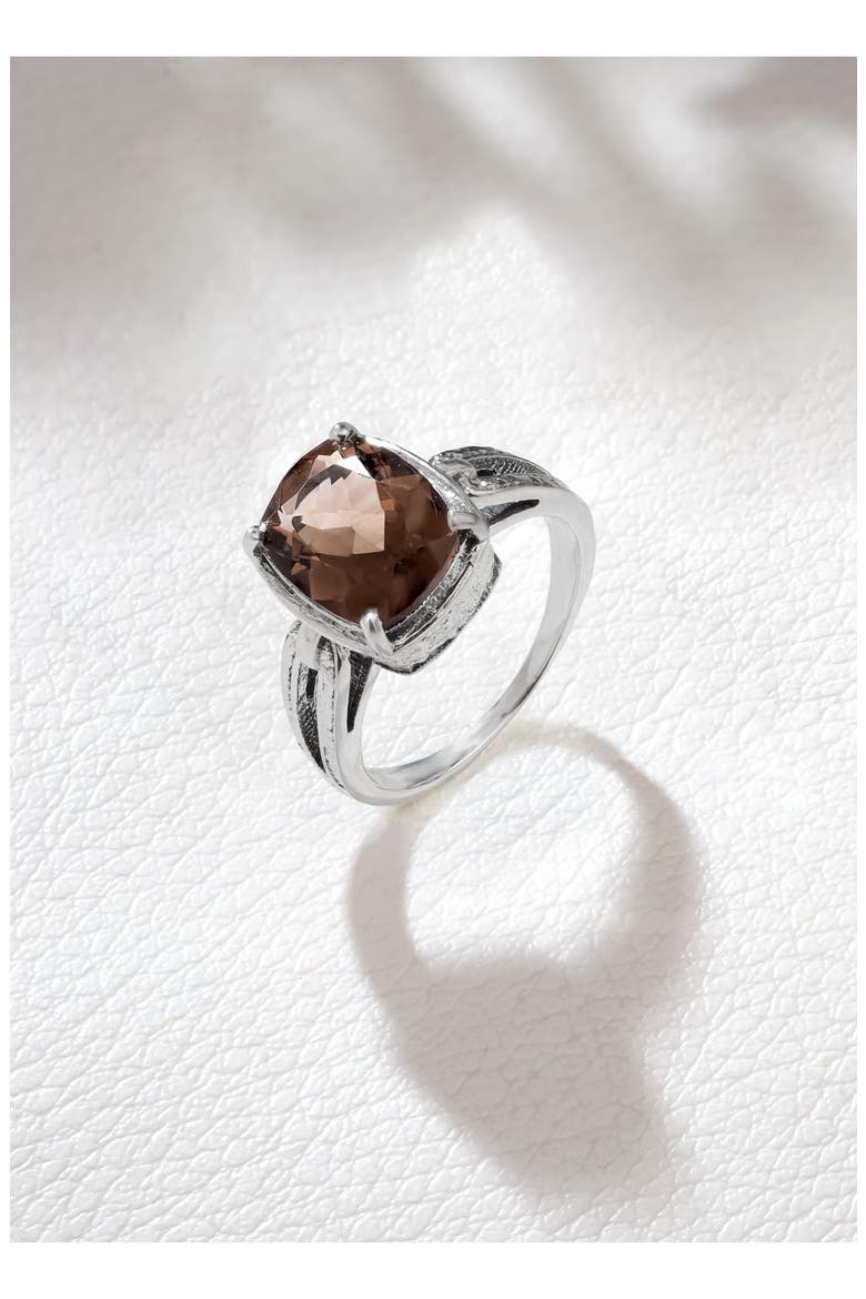 Sterling Silver Quartz Ring, Alternate, color, BROWN