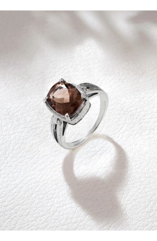 Ys Gems Sterling Silver Quartz Ring In Brown