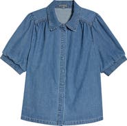 Wit & Wisdom Puff Sleeve Denim Shirt