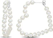 Julianna B. Pearl Open Heart Hoop Earrings