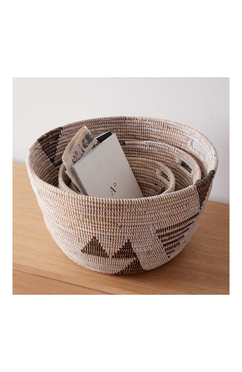 Mbare Oval Storage Basket Graphic Print - Set of 3, Alternate, color, Black And White