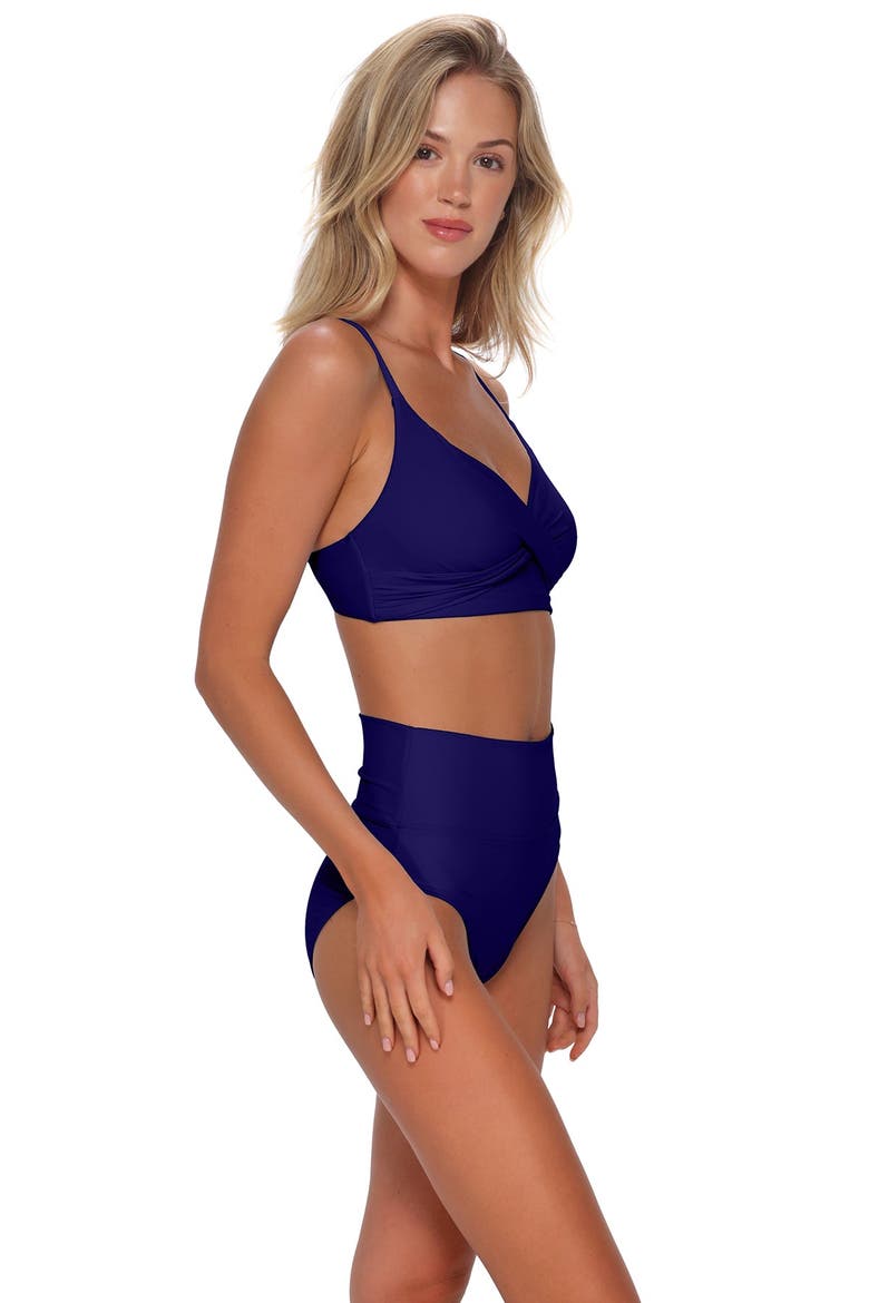 Arlene High Waist Bikini Swim Bottoms with Tummy Control, Alternate, color, INDIGO