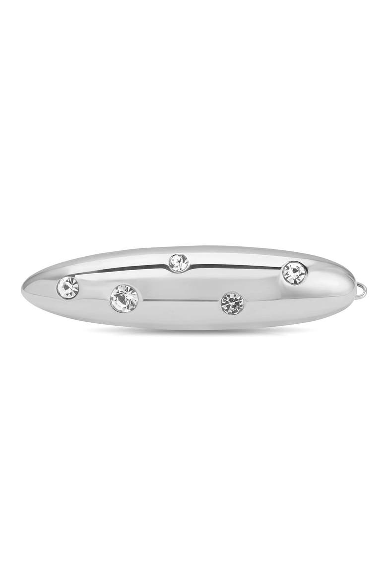 Crustal Stud Oblong Hair Barrette, Main, color, SILVER