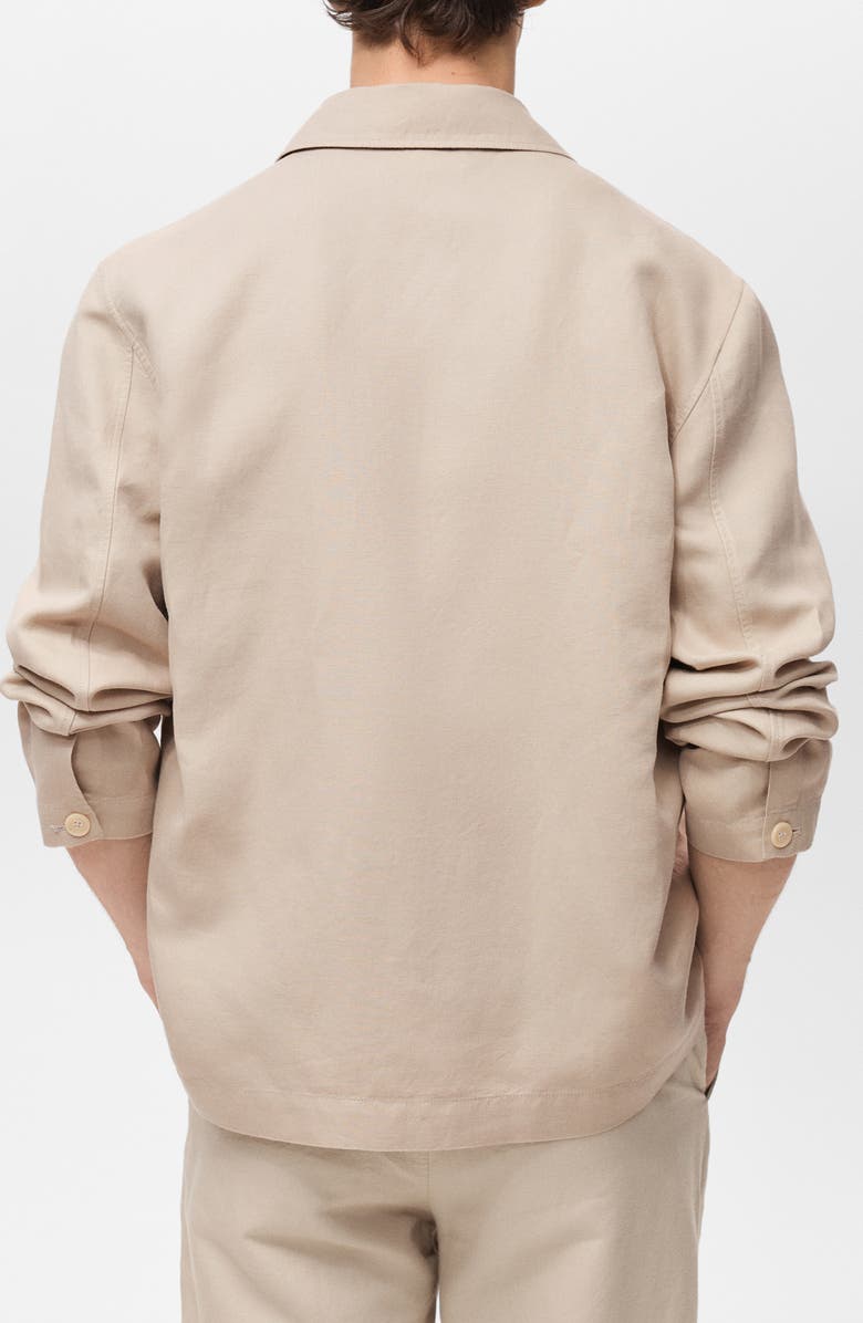 MANGO Straight Fit Linen & Cotton Overshirt, Alternate, color, Sand