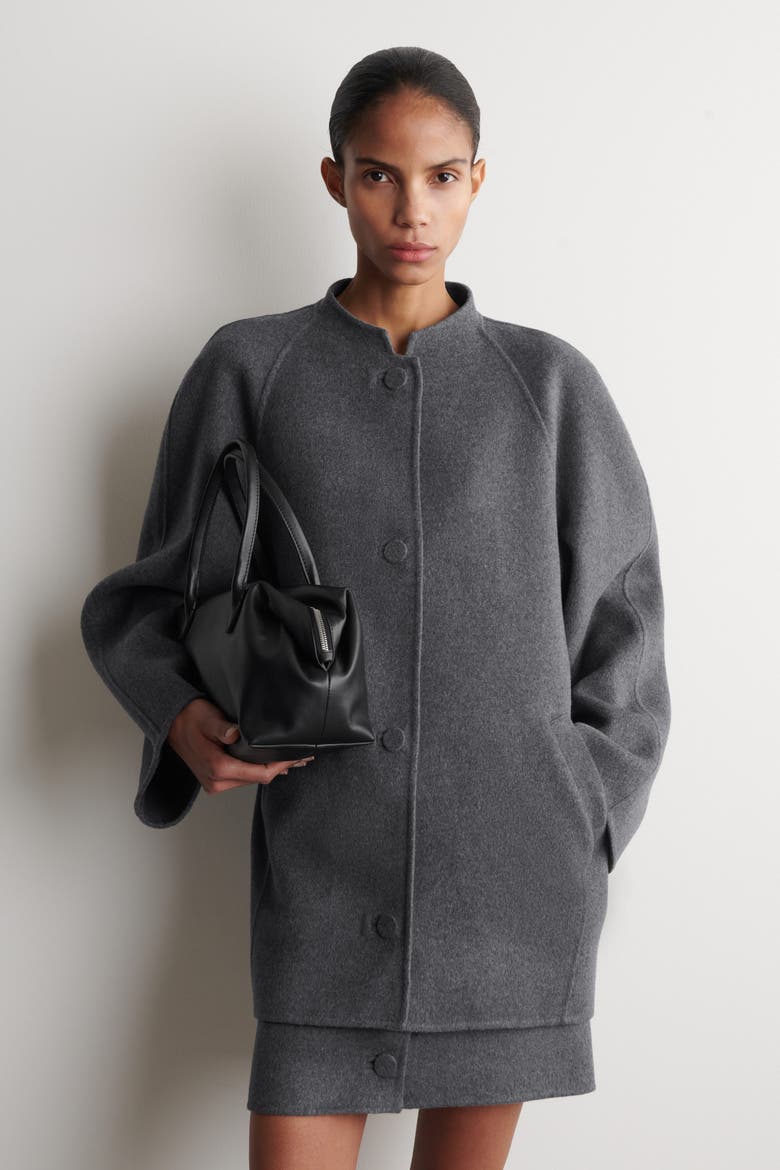 Rounded Double-Faced Wool Jacket, Alternate, color, GRAY MÉLANGE