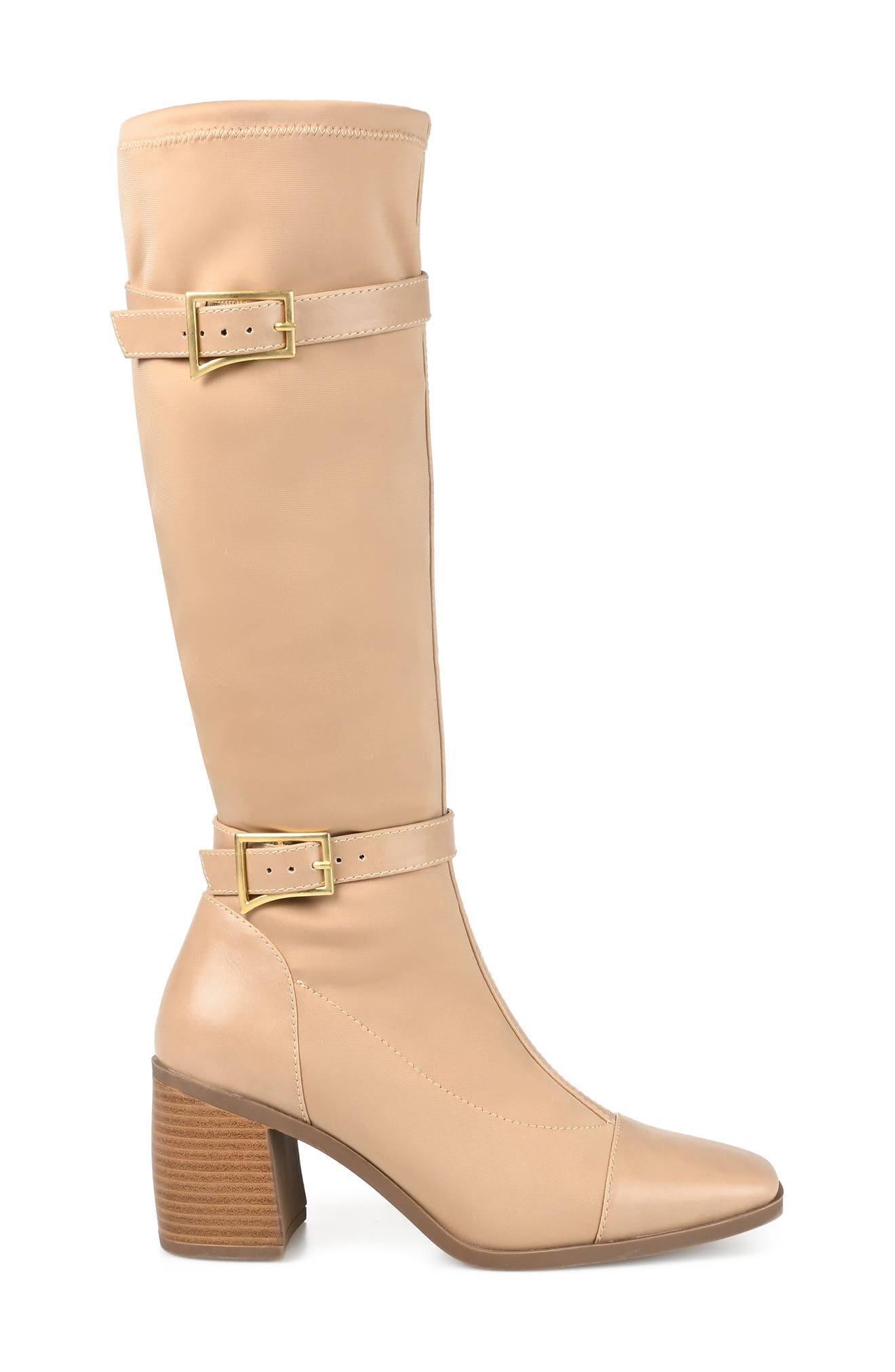 Journee Collection Gaibree Buckle Boot, Alternate, color, Beige
