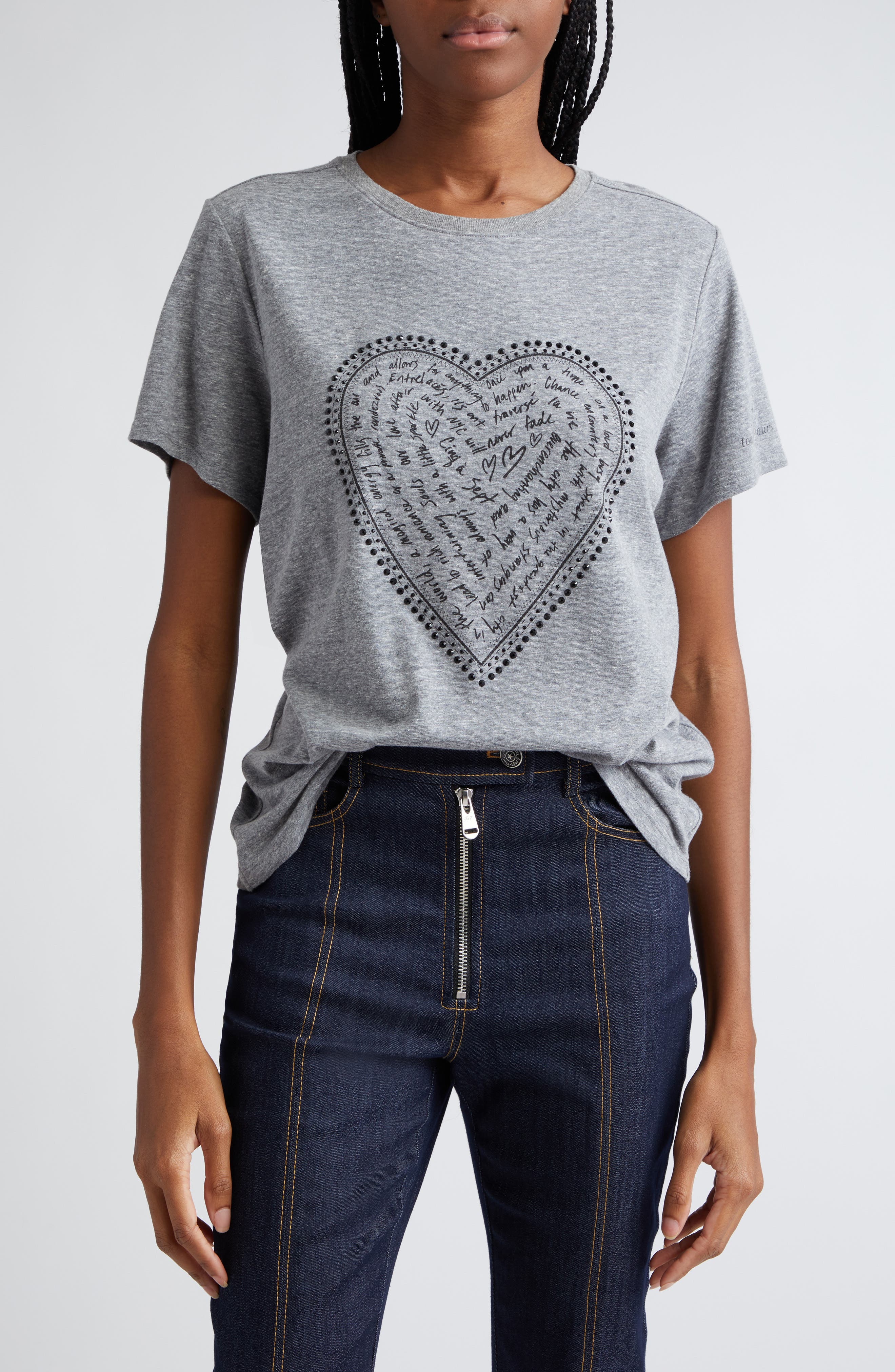 Cinq à Sept Rhinestone Love Letter Heart T-Shirt (Women) | Nordstrom