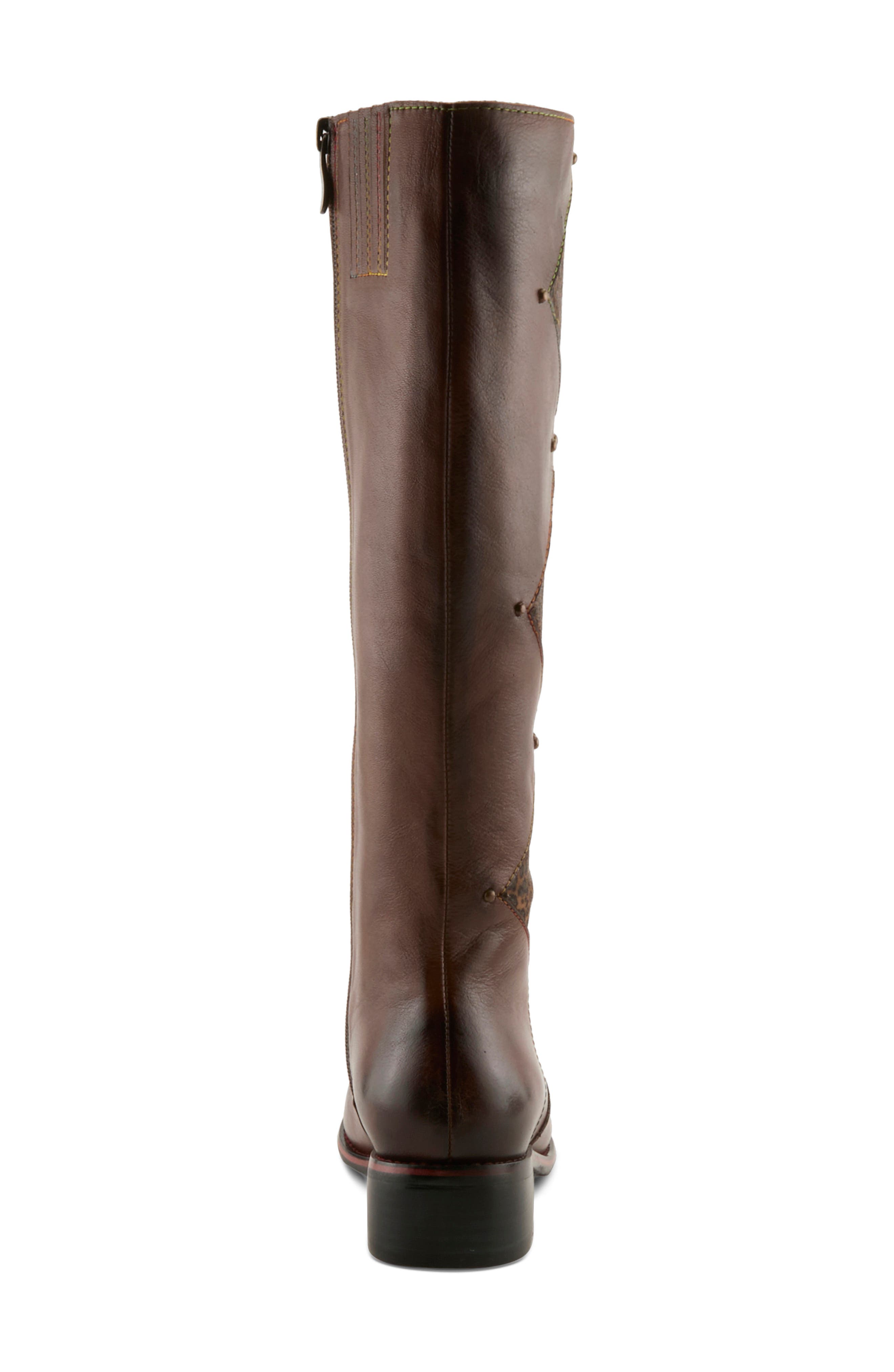 Dimond Knee High Boot, Alternate, color, BROWN MULTI