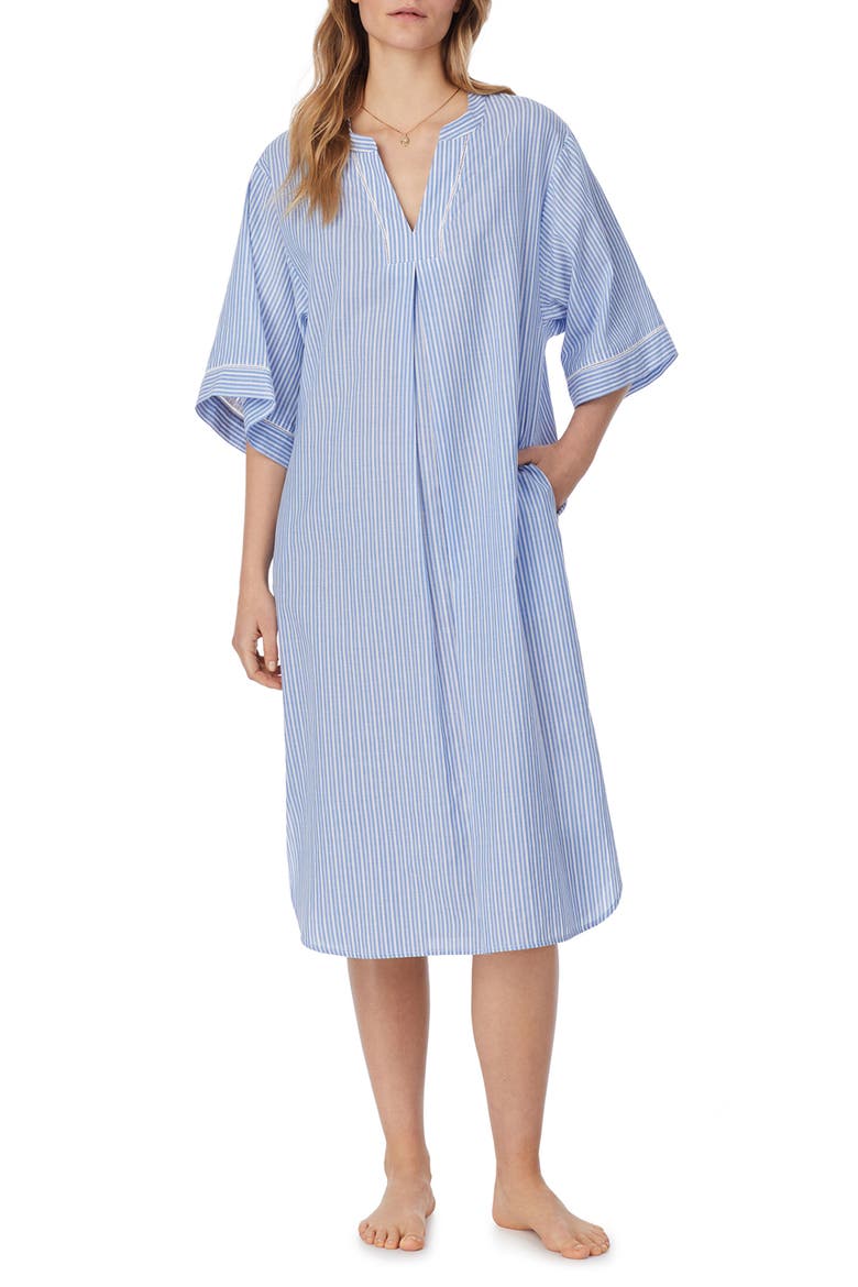 Stripe Cotton Caftan, Alternate, color, BLUE STRIPE