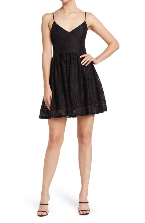 Stretch Knit Lace Mini Dress