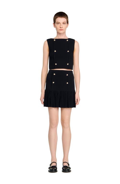Sandro Double Breasted Ruffle Mini Skirt In Black