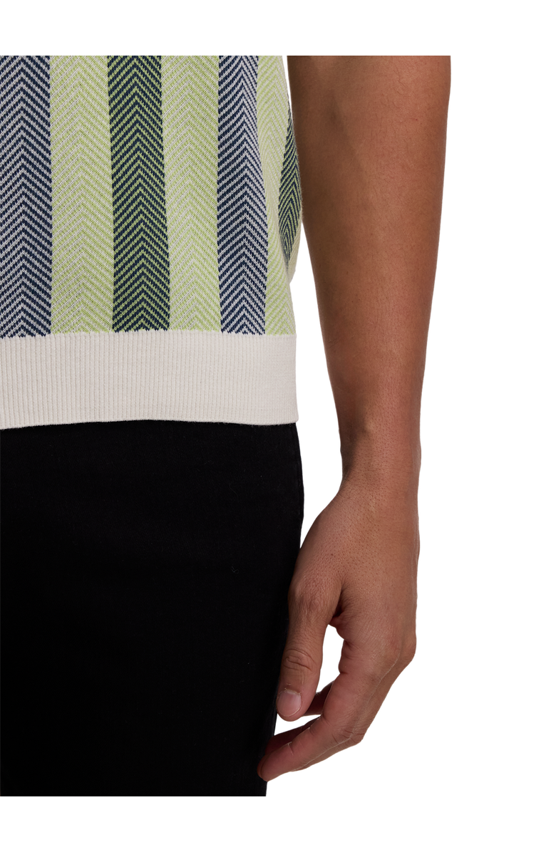 Paul Fredrick Cotton Three Button Polo Short Sleeve, Alternate, color, Green Multi