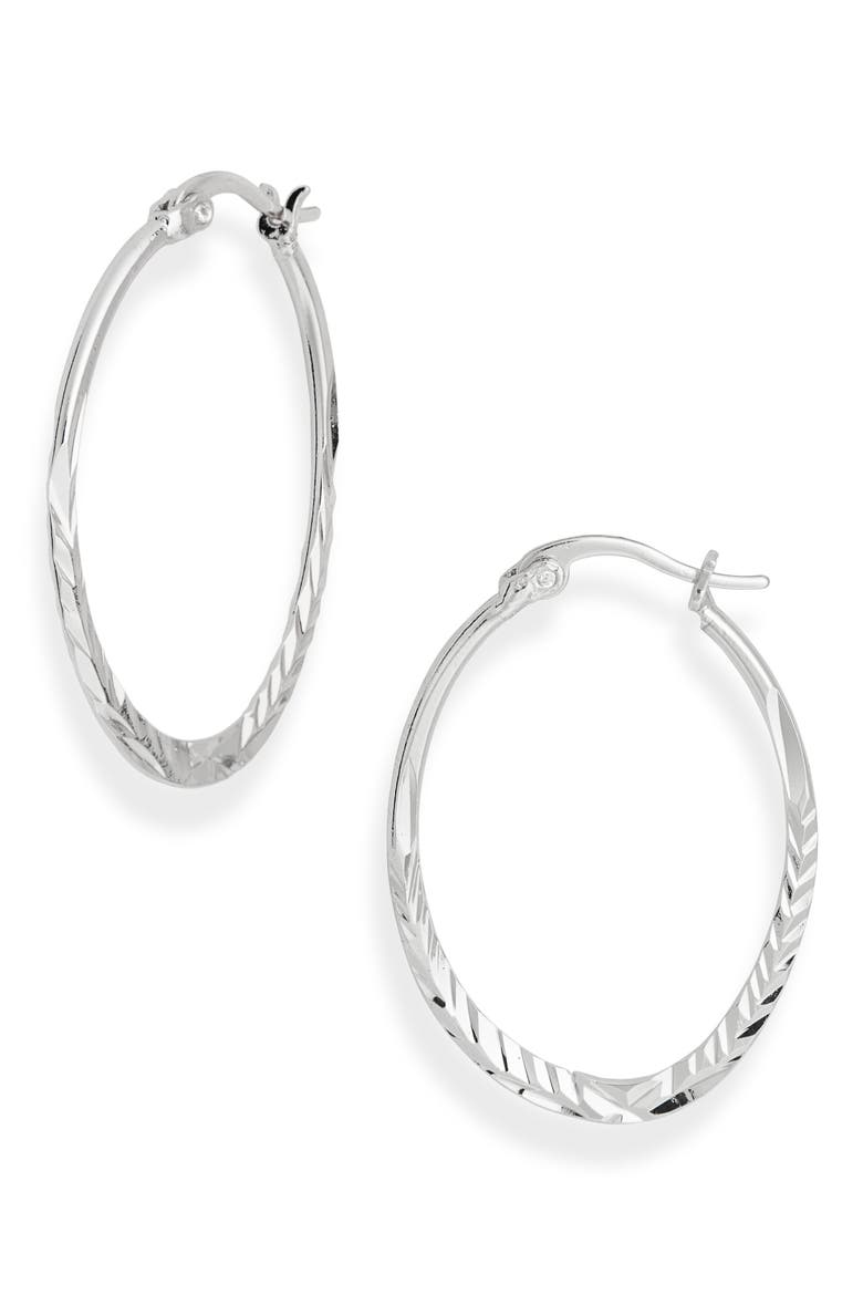 Demi Fine Oval Cut Hoop Earrings, Main, color, SILVER