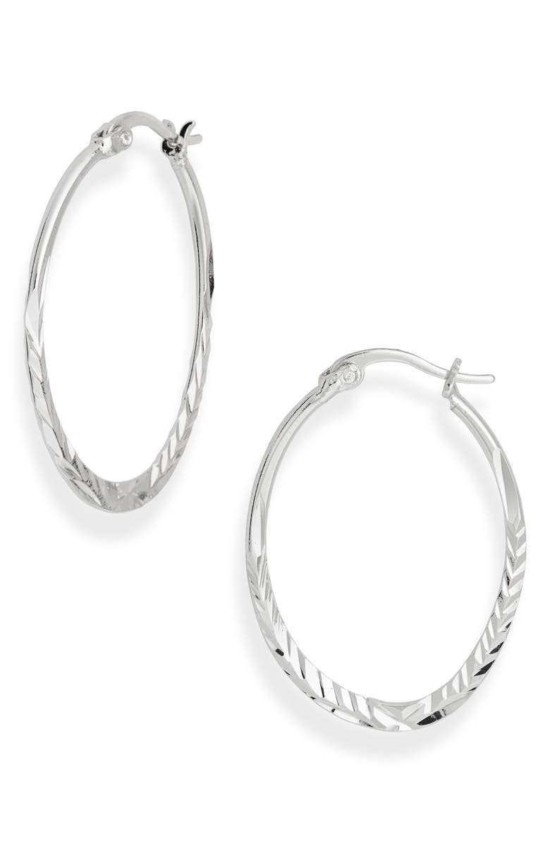 NORDSTROM RACK Demi Fine Oval Cut Hoop Earrings, Main, color, Silver