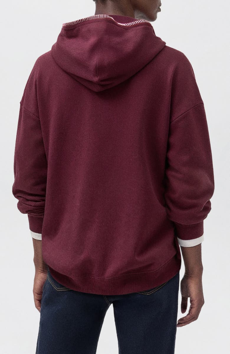 MANGO TEEN Almost Weekend Embroidered Hoodie, Alternate, color, Maroon