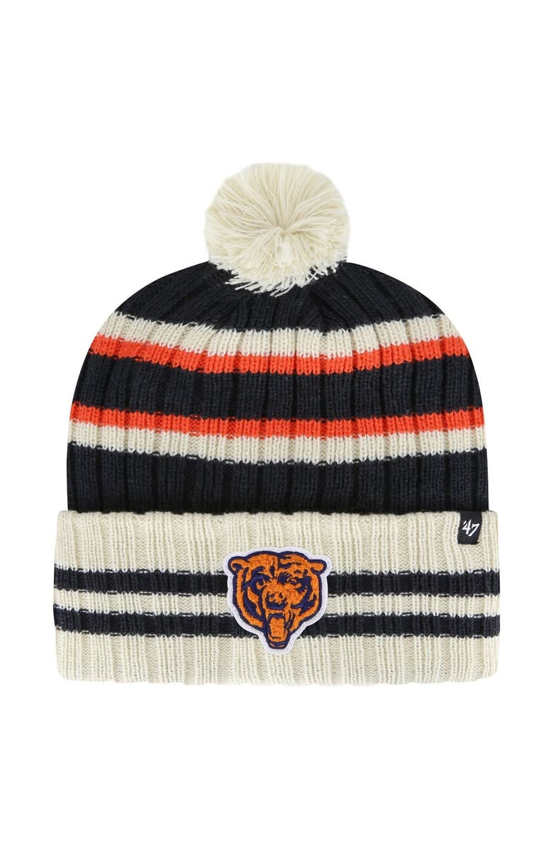'47 Men's '47  Navy/Cream Chicago Bears Legacy No Huddle Cuffed Knit Hat with Pom, Main, color, 
