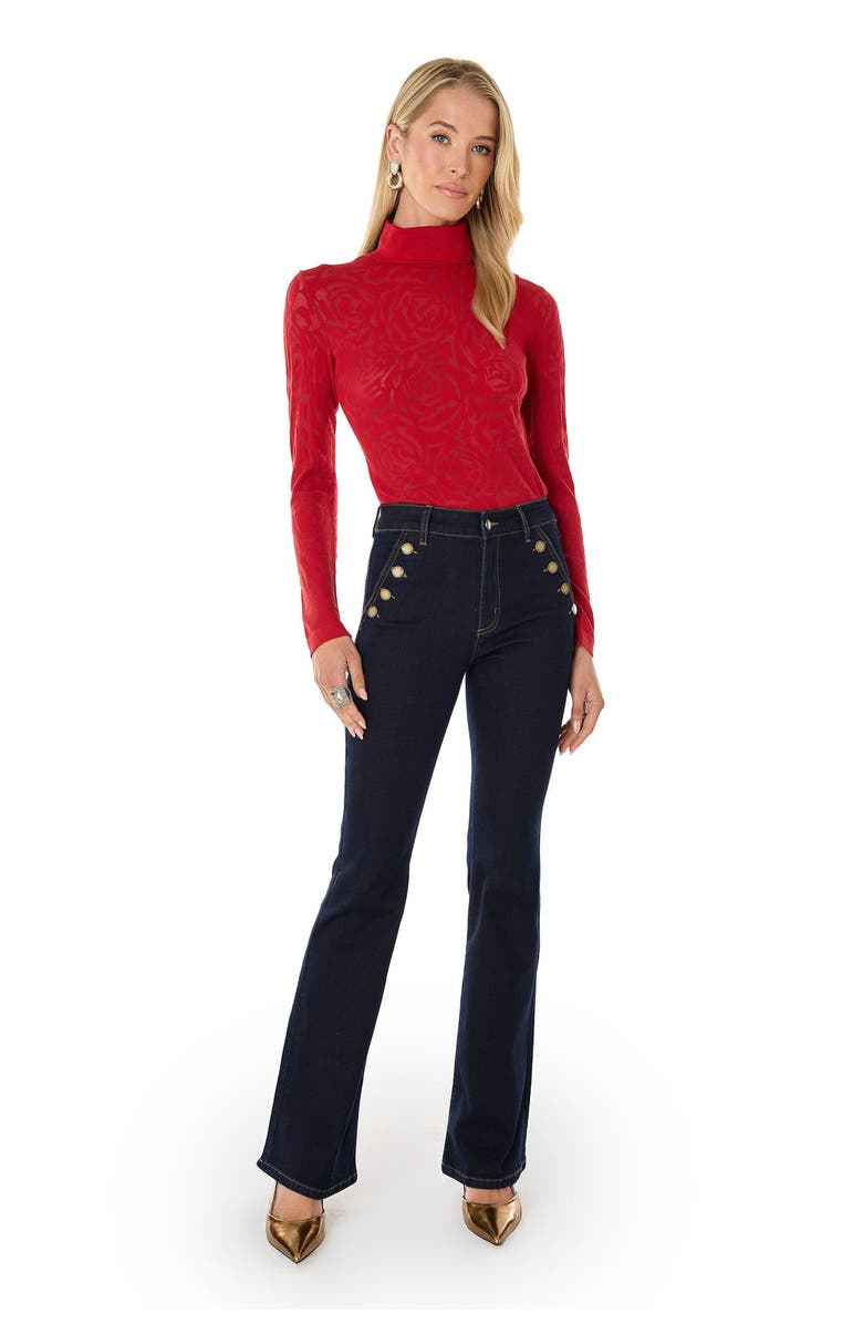 The Noli Shop Alina Rose Turtleneck Top, Alternate, color, Red
