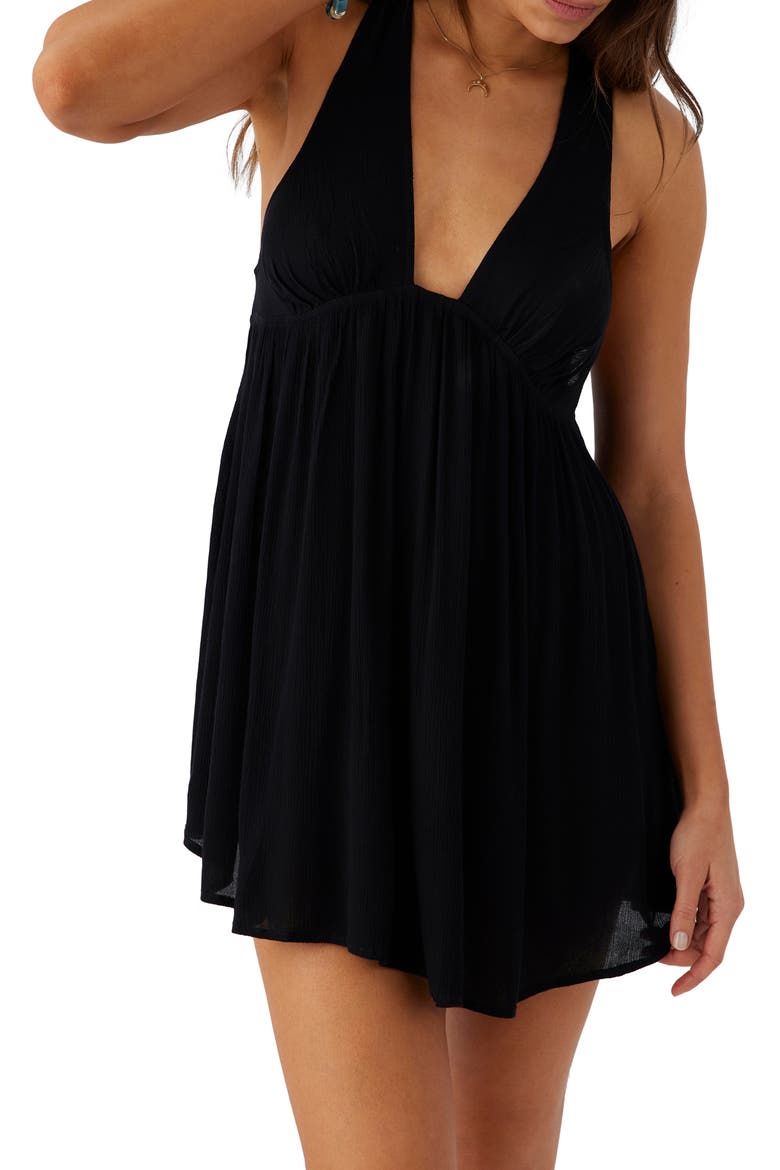 Sarah Saltwater Solids Cover-Up Miniress, Alternate, color, BLACK