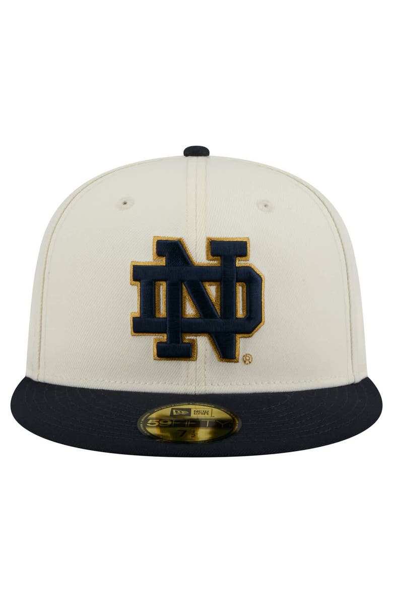 New Era Men's New Era Cream Notre Dame Fighting Irish Chrome 59FIFTY Fitted Hat, Alternate, color, 