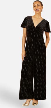 Yumi Foil Print Velvet Jumpsuit