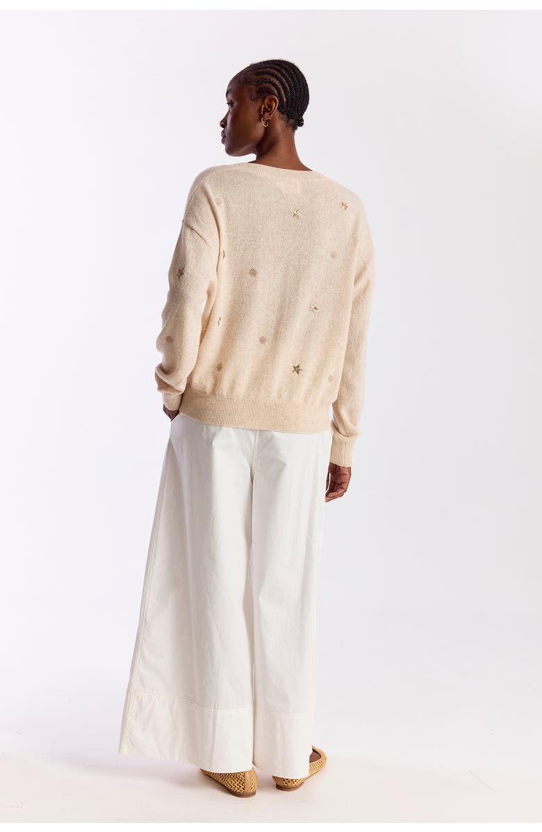 Brodie Pure Cashmere Sea Embroidery 100% Cashmere Sweater, Alternate, color, Cygnet