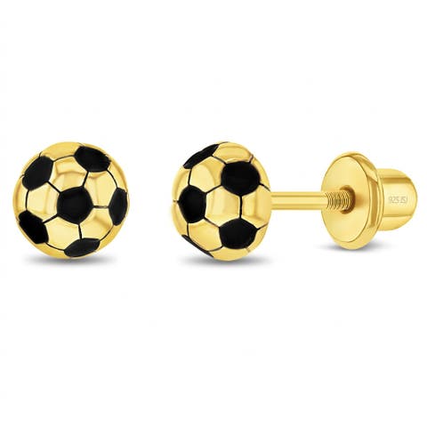 Enamel Soccer Ball Plated Earrings