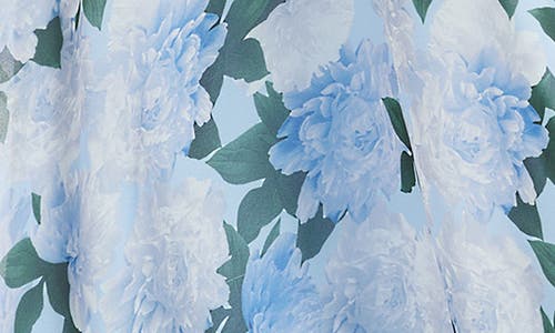Sachin & Babi Pearl Floral Chiffon Maxi Cocktail Dress In Glacial Peonies