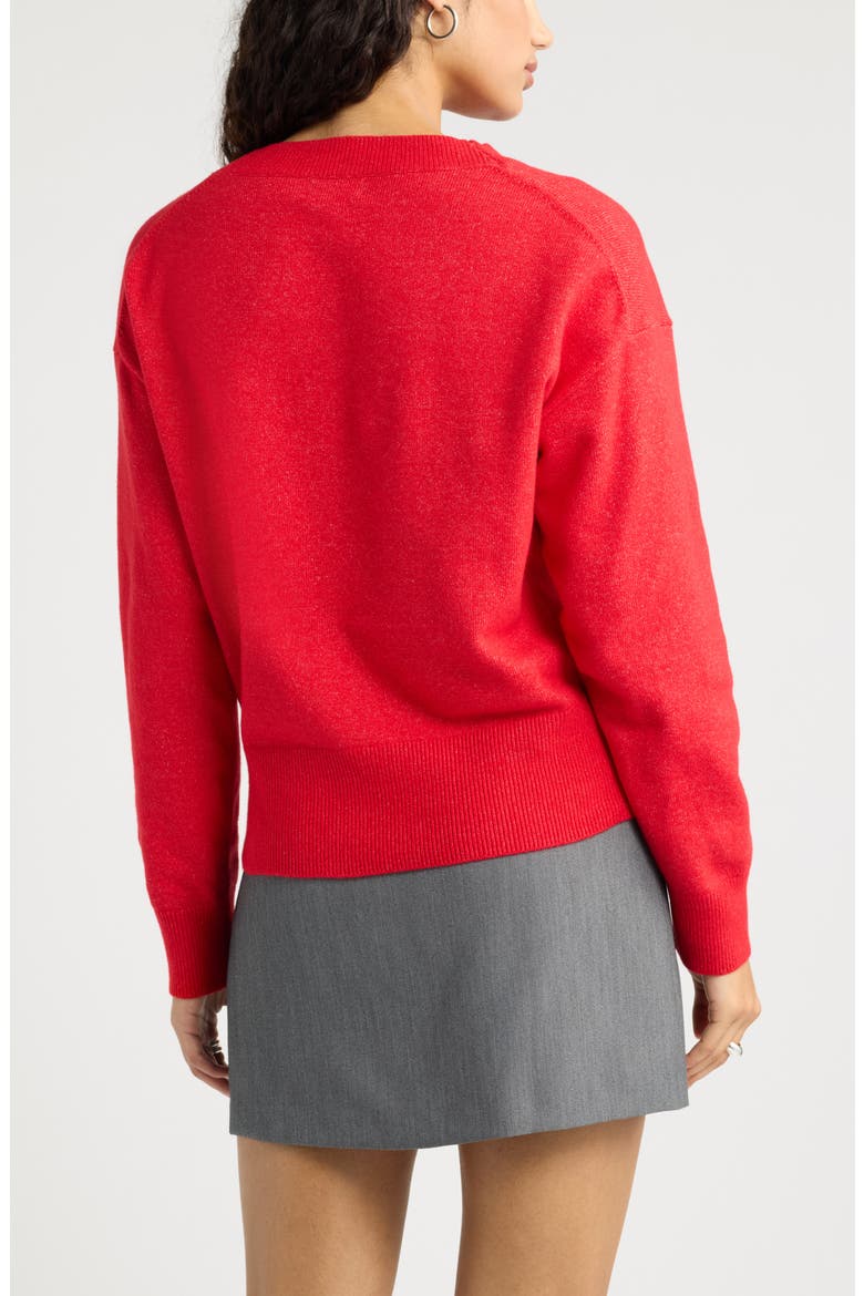 V-Neck Sweater, Alternate, color, RED SALSA