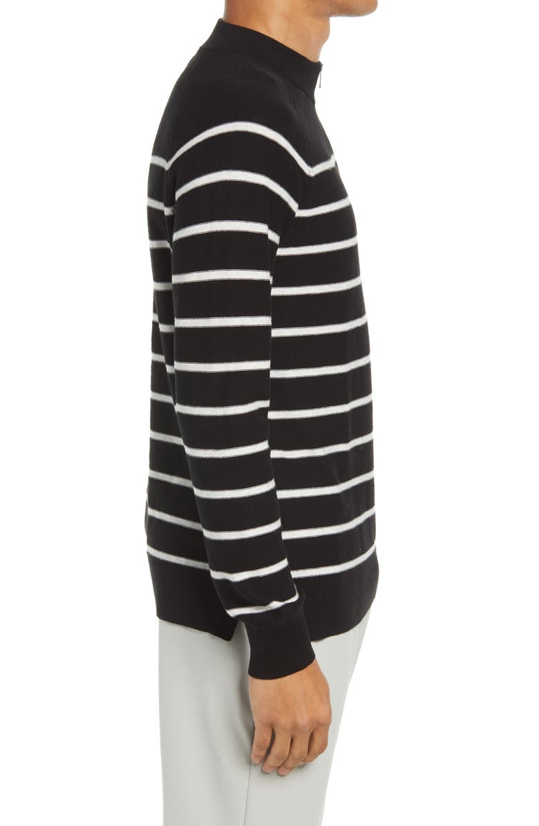 Open Edit Stripe Mock Neck Cotton Blend Sweater, Alternate, color, 