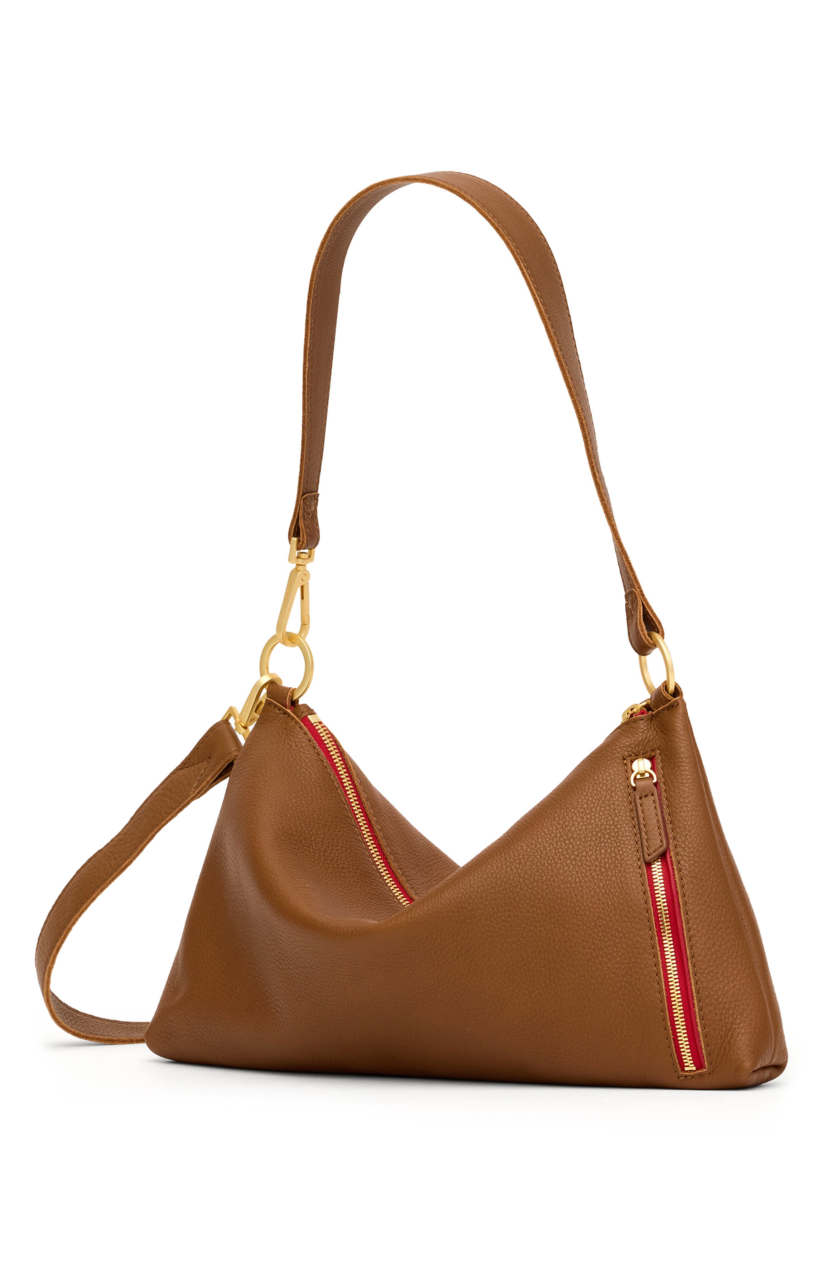 HAMMITT Medium Kyle Leather Shoulder Bag, Alternate, color, Mahogany /Brushed Gold Red