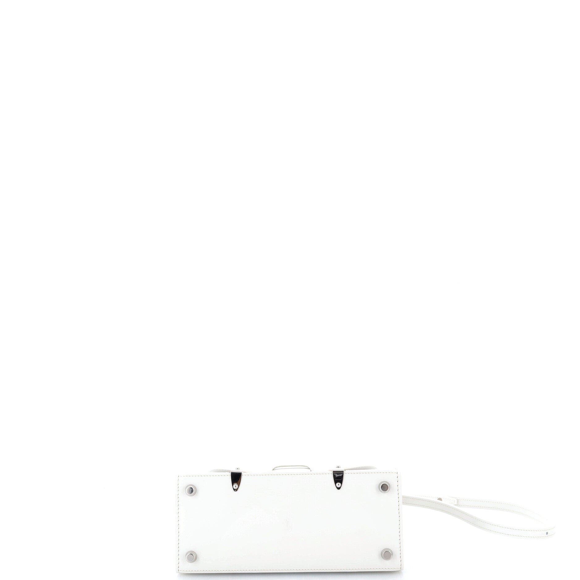 Structured Saigon Top Handle Bag Coated Canvas with Leather Mini, Alternate, color, White