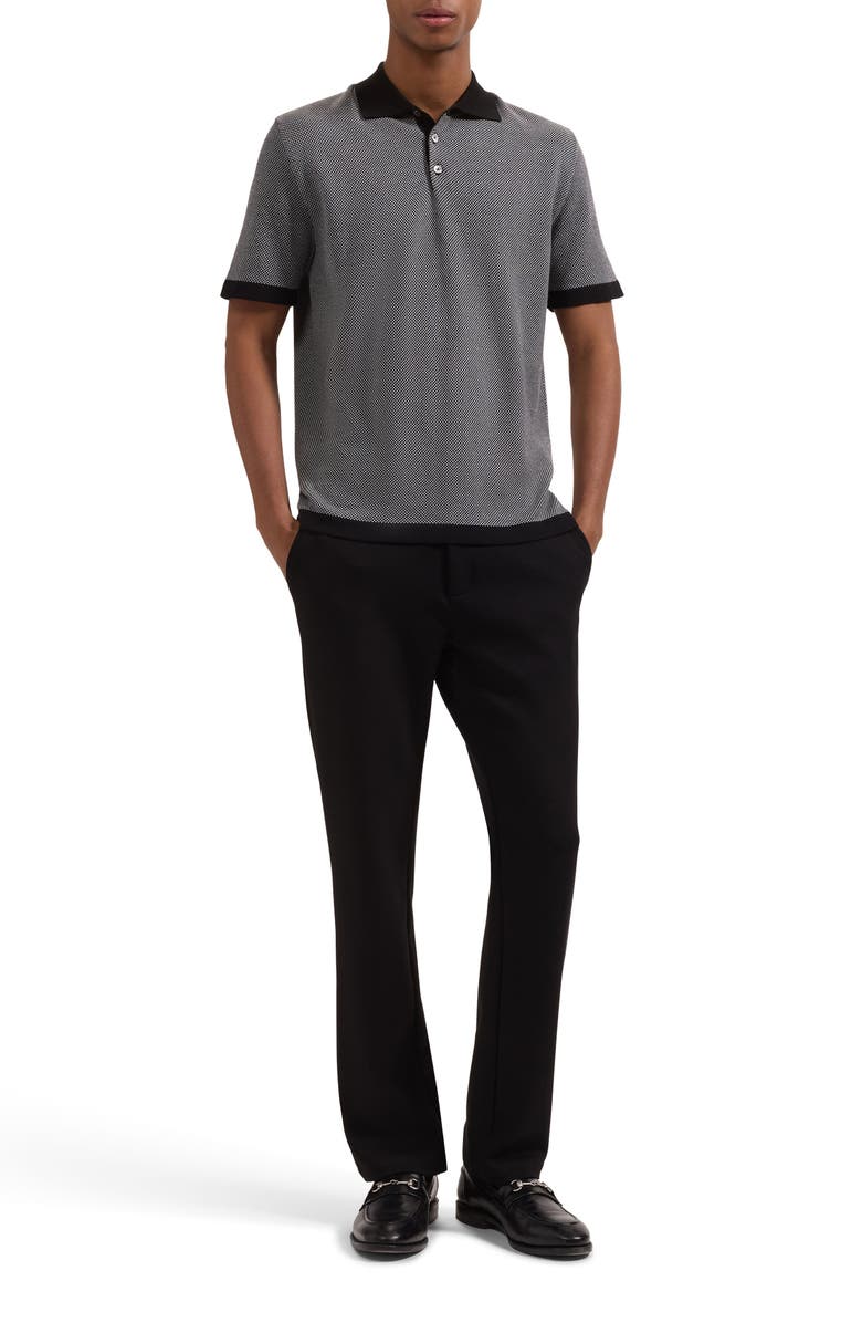 Bugatchi Geometric Jacquard Polo Sweater, Alternate, color, Black