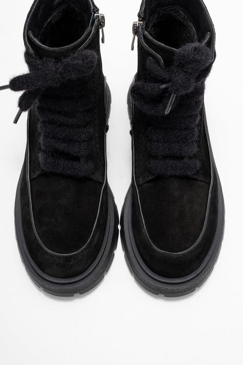 Forever & Always Shoes Mina Leather Combat Boot In Black