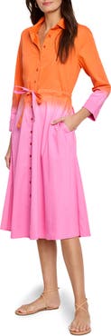 NIC+ZOE Ayla Long Sleeve Ombré Shirtdress