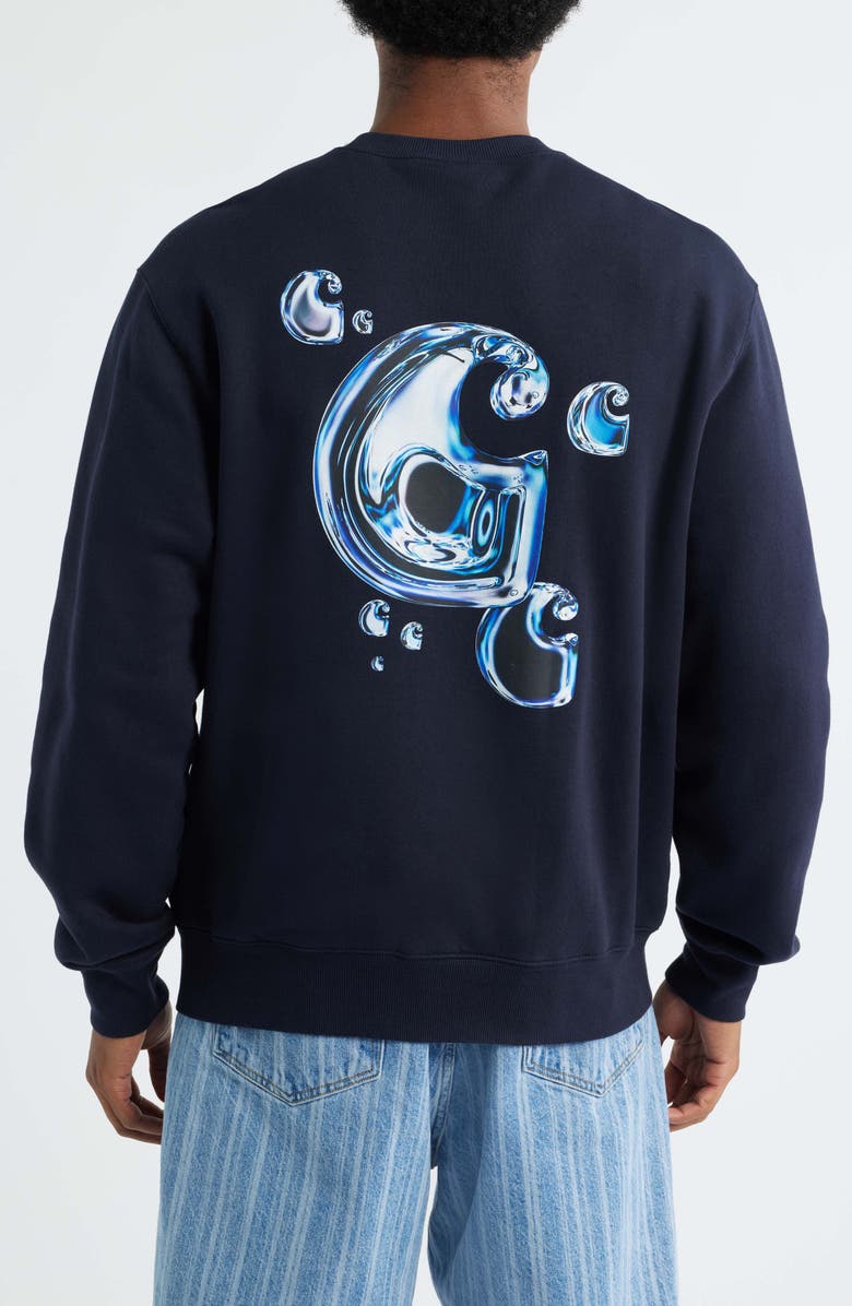 Carhartt Work In Progress Solar Chrome Cotton Graphic Sweatshirt, Alternate, color, Dark Navy