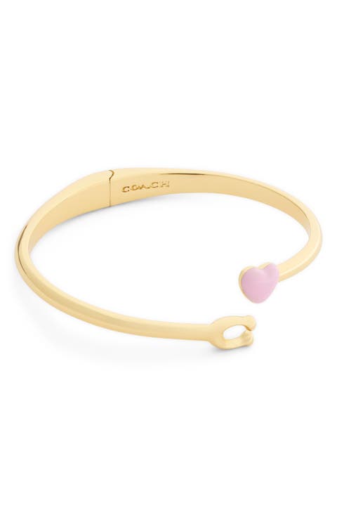 Enamel Heart Bypass Bangle Bracelet