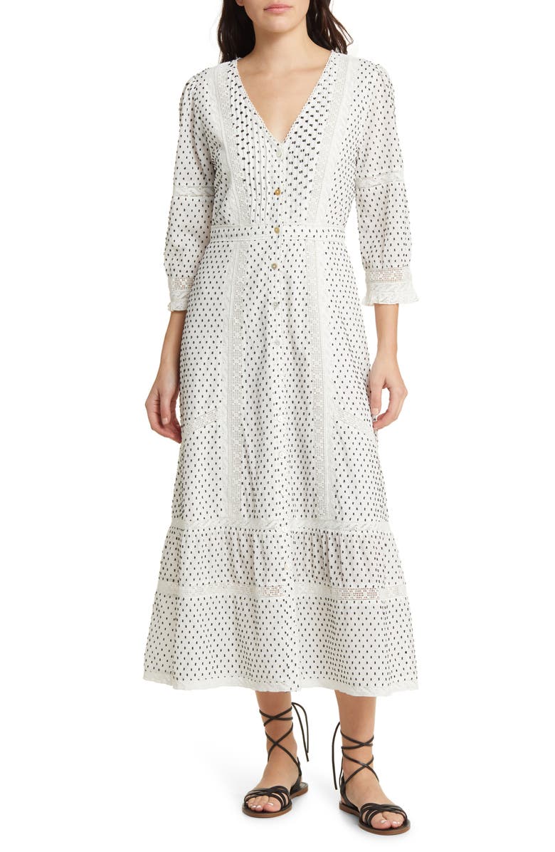 LoveShackFancy Desert Victorian Cotton Blend Jacquard Dress, Main, color, 