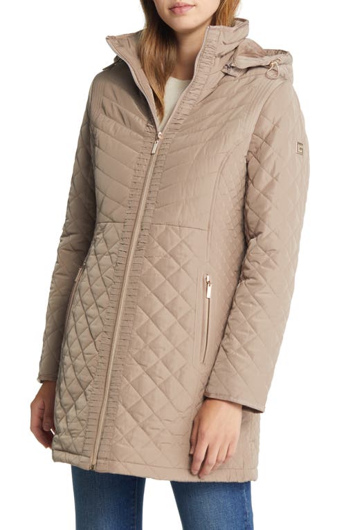 Gallery Quilted Jacket With Removable Hood In Brown