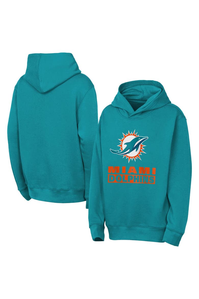 Youth Outerstuff  Aqua Miami Dolphins Back to Basics Hoodie, Main, color, Aqua