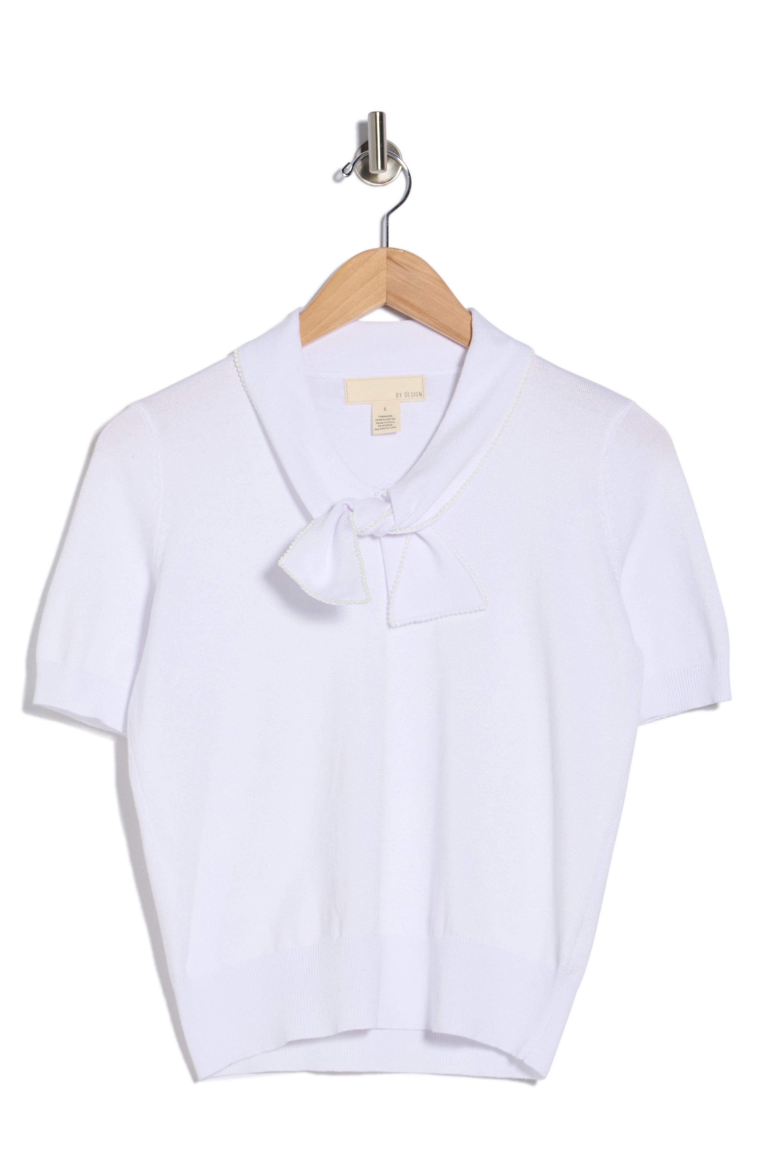 BY DESIGN Harmony Short Sleeve Tie Front Sweater