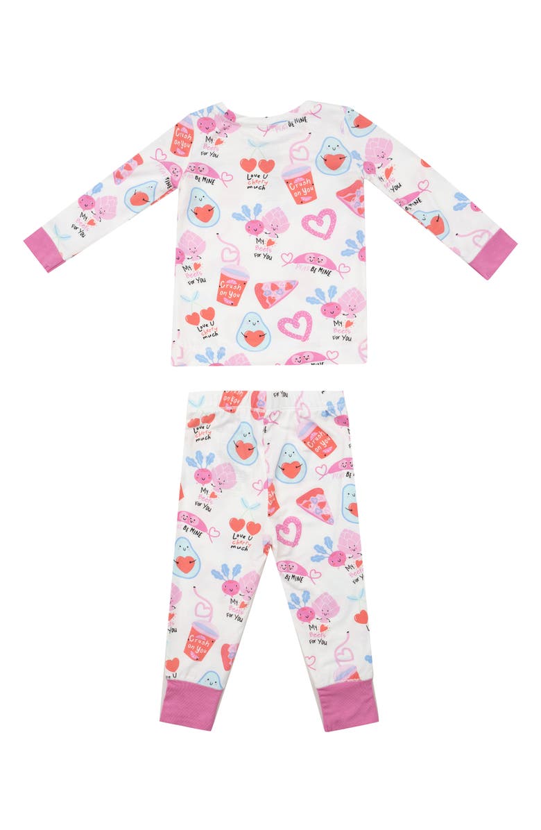 Angel Dear Love You Foodie Print Fitted Two-Piece Pajamas, Alternate, color, Pink