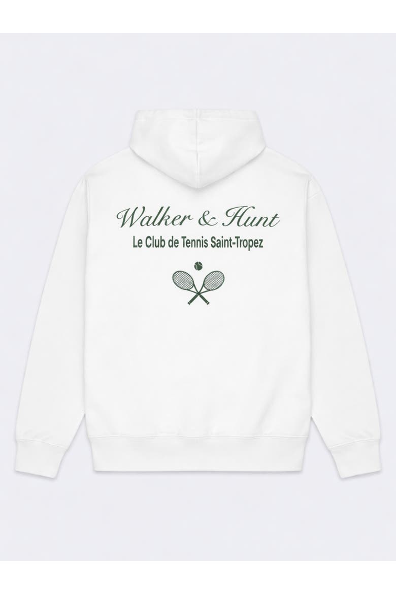 Relaxed St Tropez Tennis Print Hoodie, Alternate, color, Cream