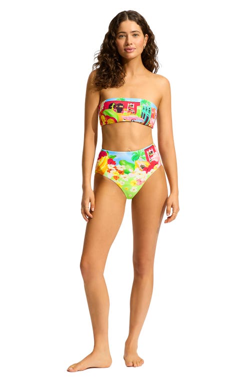Seafolly High Waist Bikini Bottoms In Turquoise