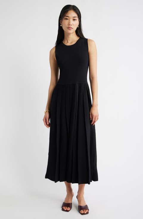 Sleeveless Pleated Sweater Dress