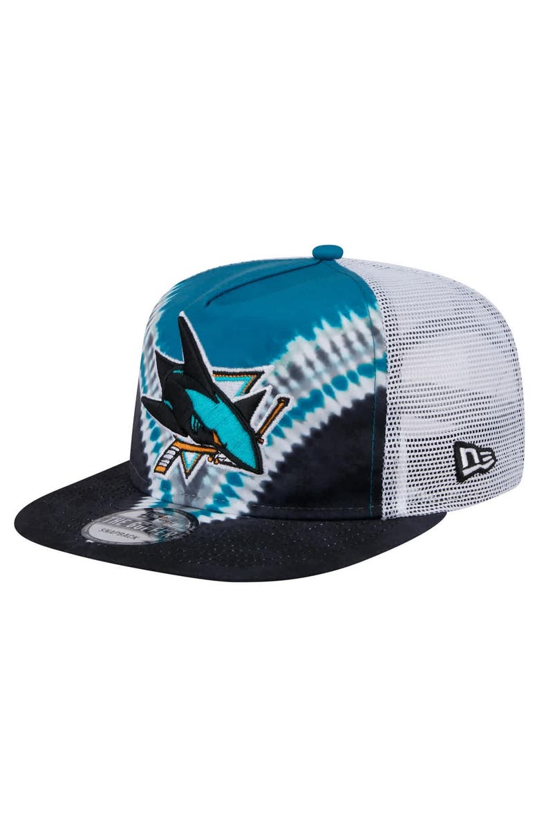 New Era Men's New Era Black/Teal San Jose Sharks Throwback V-Dye Adjustable Golfer Hat, Main, color, Black