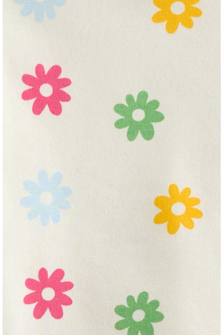 Scallop Hem Cotton Blend Top & Pants Set, Alternate, color, IVORY EGRET RAINBOW DAISY
