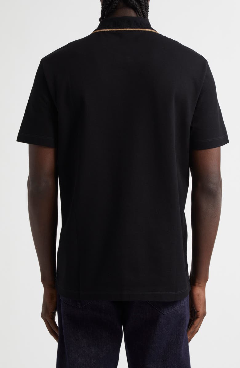 Versace Contrast Trim Cotton Piqué Polo, Alternate, color, Black